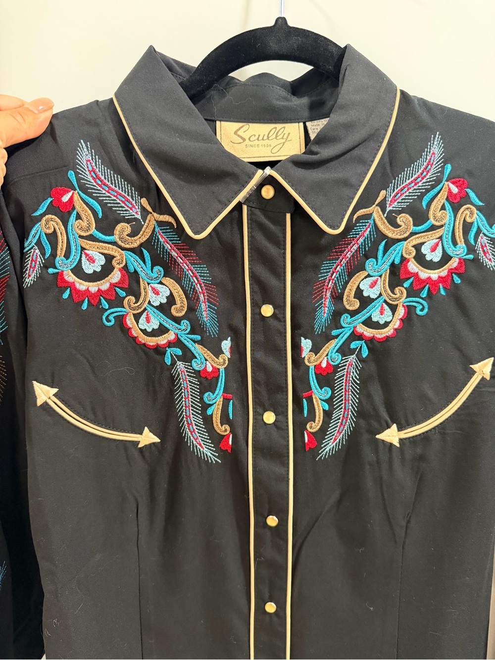 Scully Black Western Embroidered Button-Down Shirt - Picture 2 of 6